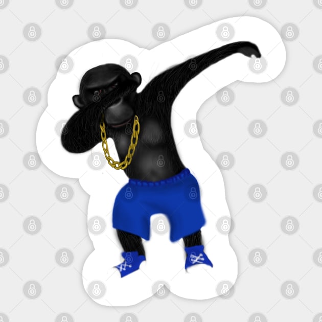 Dancing Dab Cool Chimp Monkey Sticker by Merchweaver